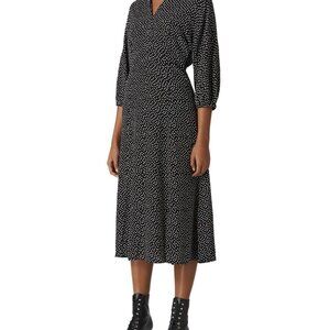 Whistles Black and White Polka Dot Midi Dress